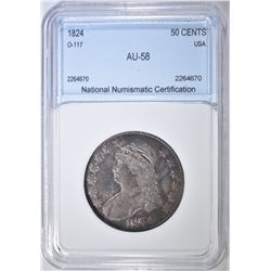 1824 BUST HALF DOLLAR  NNC AU BU
