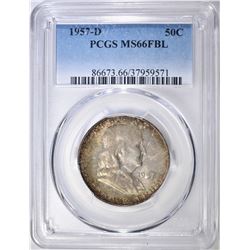 1957-D FRANKLIN HALF DOLLAR  PCGS MS-66 FBL