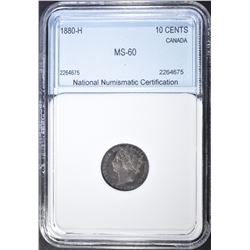 1880-H 10 CENTS CANADA  NNC BU