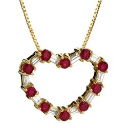 14k Yellow Gold 0.99CTW Ruby and Diamond Pendant, (VS2-SI1/G-H)