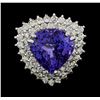 Image 2 : 12.81 ctw Tanzanite and Diamond Ring - 14KT White Gold