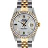 Rolex Mens 2 Tone 14K Mother Of Pearl Diamond 36MM Datejust Wristwatch