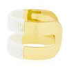 Image 2 : Double Metal Strand Leather Cuff Bracelet - Gold Plated