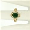 Image 4 : 14k Yellow Gold 1.15 ctw Green Tourmaline Solitaire & Diamond Halo Ring