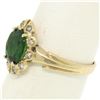 Image 5 : 14k Yellow Gold 1.15 ctw Green Tourmaline Solitaire & Diamond Halo Ring