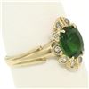 Image 6 : 14k Yellow Gold 1.15 ctw Green Tourmaline Solitaire & Diamond Halo Ring