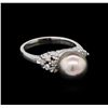 Image 1 : 0.33 ctw Pearl and Diamond Ring - 14KT White Gold