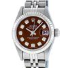 Rolex Ladies Stainless Steel Brown Diamond Quickset Datejust Wristwatch