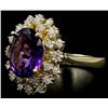 Image 2 : 3.66 ctw Amethyst and Diamond Ring - 14KT Yellow Gold