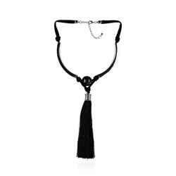 Silk Tassel Pendant Necklace - Rhodium Plated