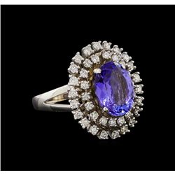 14KT White Gold 4.34 ctw Tanzanite and Diamond Ring