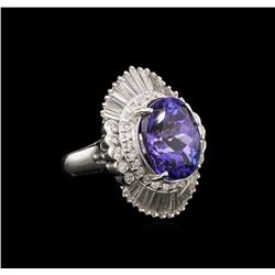 8.96 ctw Tanzanite and Diamond Ring - Platinum