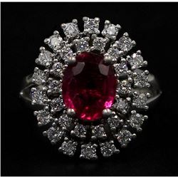 1.67 ctw Rubellite and Diamond Ring - 14KT White Gold