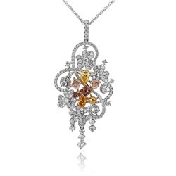 18k Three Tone Gold 3.10CTW Multicolor Dia, Pink Diamond and Diamond Pendant, (V