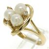 Image 2 : 14k Yellow Gold 5mm Round Pearl Cluster Ring w/ 3 Round Diamond Accents