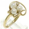 Image 4 : 14k Yellow Gold 5mm Round Pearl Cluster Ring w/ 3 Round Diamond Accents