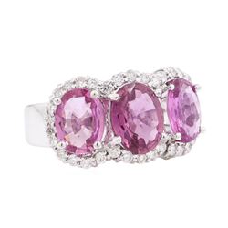 4.67 ctw Pink Sapphire and Diamond Ring - 14KT White Gold