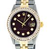 Image 2 : Rolex Mens 2 Tone 14K Maroon Princess Cut Diamond Datejust Wristwatch With Rolex