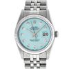 Rolex Mens Stainless Steel Ice Blue Diamond 36MM Datejust Wristwatch