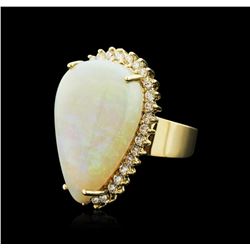 14KT Yellow Gold 18.10 ctw Opal and Diamond Ring