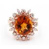 6.21 Carat Oval Cut Madeira Citrine Diamond Engagement Ring in 14k Rose Gold