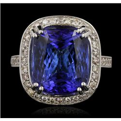 14KT White Gold 17.22 ctw GIA Cert Tanzanite and Diamond Ring