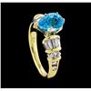 Image 4 : 3.26 ctw Blue Zircon and Diamond Ring - 14KT Yellow Gold