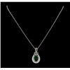 Image 1 : 4.26 ctw Emerald and Diamond Pendant With Chain - 14KT White Gold