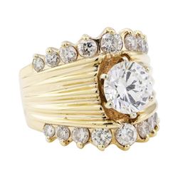 5.40 ctw Cubic Zirconia and Diamond Ring - 14KT Yellow Gold