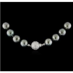 Cultured Pearl and Diamond Necklace - 14KT White Gold