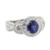 3.52 ctw Sapphire and Diamond Ring - 18KT White Gold