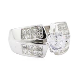 1.20 ctw Diamond Semi Mount Ring with CZ Center - 14KT White Gold