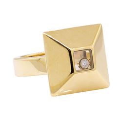 Chopard 0.05 ctw Happy Diamond Square Top Ring - 18KT Yellow Gold