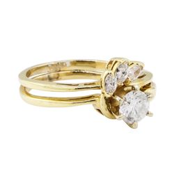 0.65 ctw Diamond Ring & Wedding Band - 14KT Yellow Gold