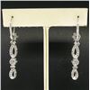 Image 2 : 14k White Gold & Diamond Long Dangle EarringsPave Ribbons & Flower Clusters