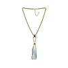 Leather Tassel Hook Pendant Necklace - Gold Plated
