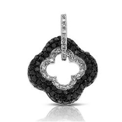 14k White Gold  0.44CTW Diamond and Black Diamonds Pendant