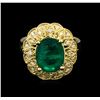 Image 2 : 3.38 ctw Emerald and Diamond Ring - 14KT Yellow Gold