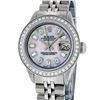 Rolex Ladies Stainless Steel Pink MOP Baguette Diamond Datejust Wristwatch