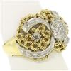 Image 3 : 18K Two Tone Gold 0.45 ctw Single Cut Diamond Open Work Dome Cocktail Ring