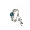 Image 3 : 1.06 ctw Blue and White Diamond Ring - 14KT White Gold