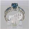 Image 4 : 1.06 ctw Blue and White Diamond Ring - 14KT White Gold