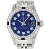 Rolex Ladies Stainless Steel Blue Diamond & Sapphire Datejust Wristwatch