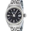Rolex Ladies Stainless Steel Black Index Dial 26MM Datejust Wristwatch
