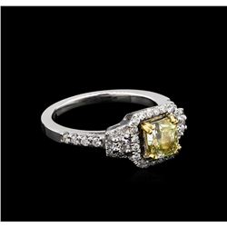 1.56 ctw Fancy Light Yellow Diamond Ring - 14KT White Gold