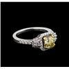 Image 1 : 1.56 ctw Fancy Light Yellow Diamond Ring - 14KT White Gold