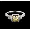 Image 2 : 1.56 ctw Fancy Light Yellow Diamond Ring - 14KT White Gold