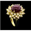 Image 4 : 6.43 ctw Ruby And Diamond Ring - 14KT Yellow Gold