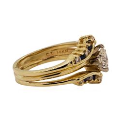 0.66 ctw Diamond and Sapphire Ring - 14KT Yellow Gold