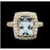 Image 2 : 14KT Yellow Gold 4.99 ctw Aquamarine and Diamond Ring